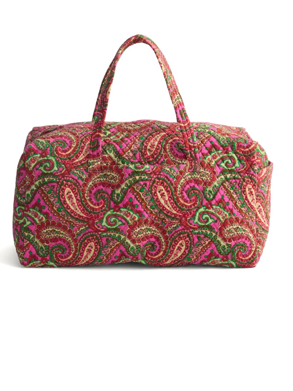 Vera Bradley Pink and Green Paisley Quilted Travel Duffel